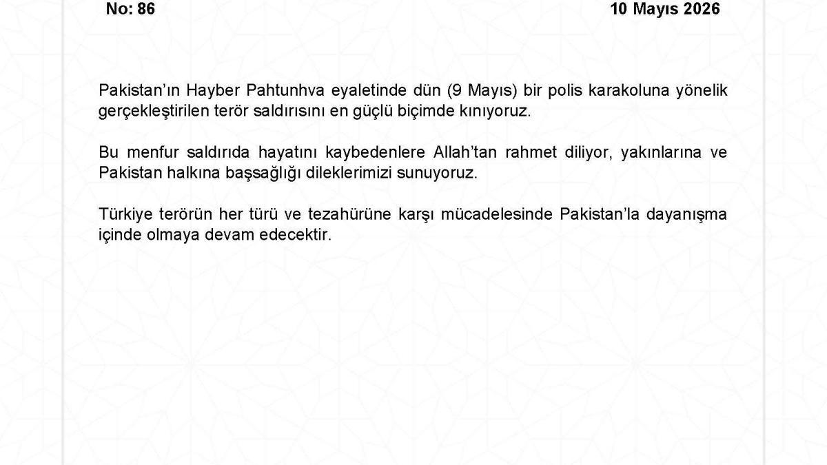 Dışişlerinden Pakistanda meydana gelen terör saldırısına kınama