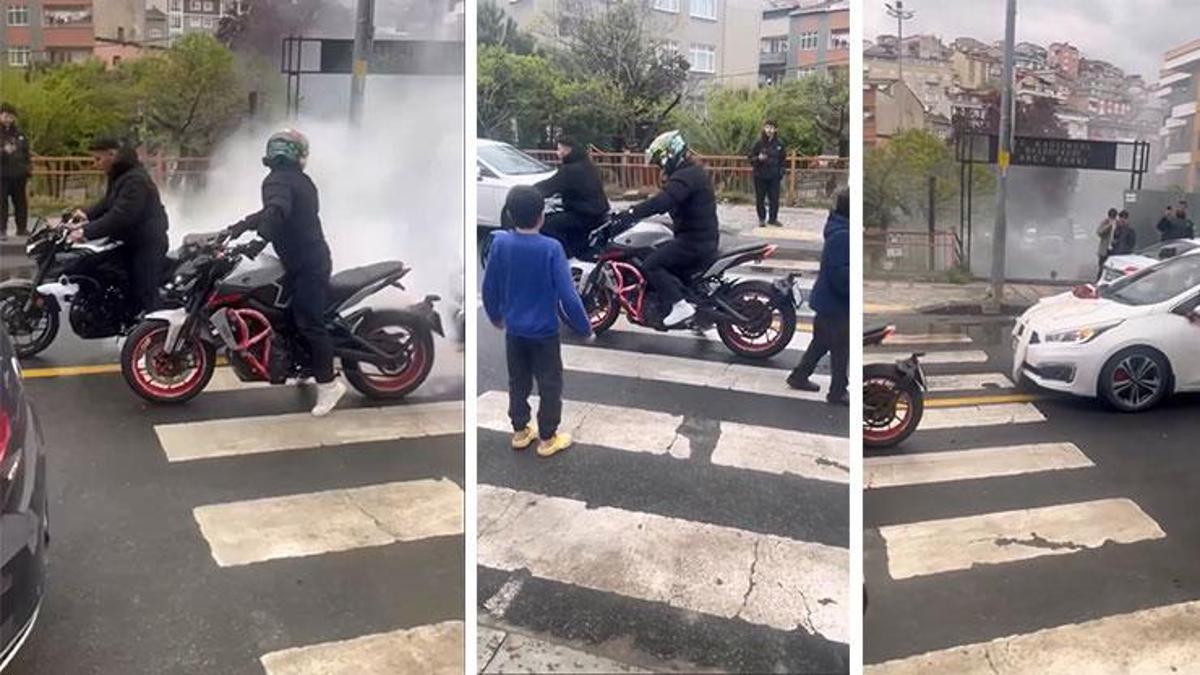 Kağıthane'de tehlikeli motosiklet sürüşü yapan bir sürücüye uygulanan cezalarla ilgili haber görseli.