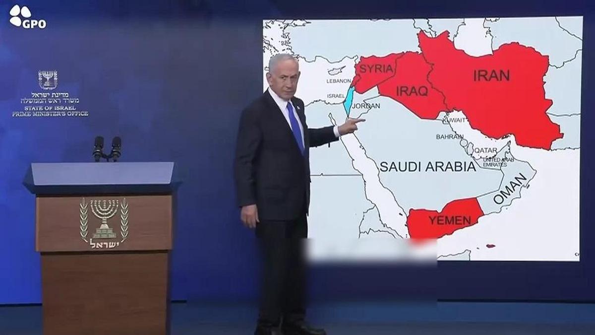 Netanyahu harita başında meydan okudu: "Şimdi biz onları boğ