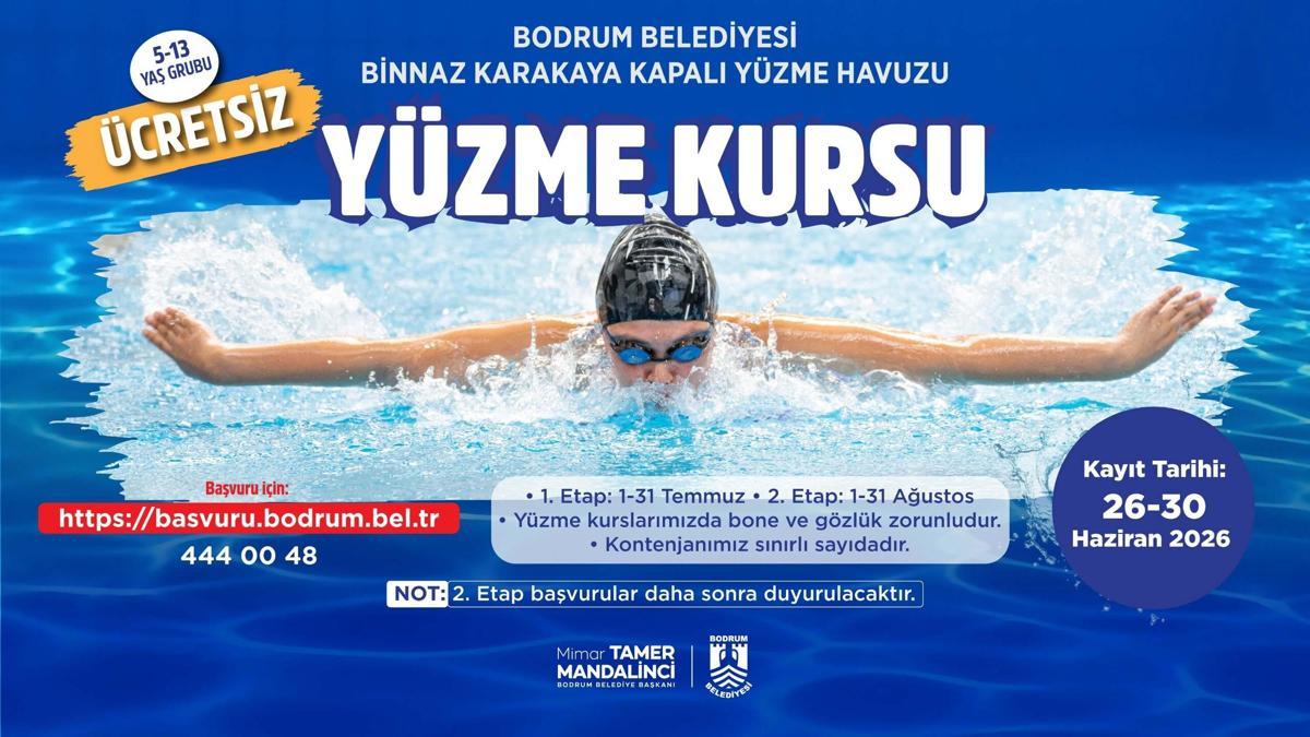 Bodrum'da çocuklara ücretsiz yüzme kursu