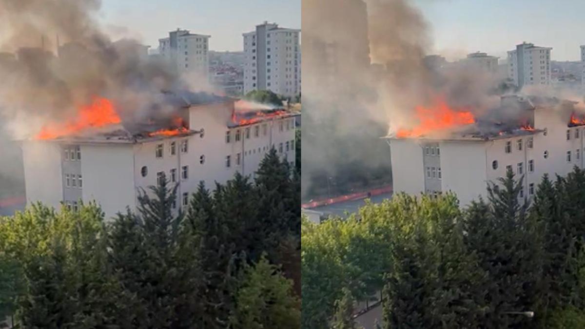 SON DAKİKA | Beylikdüzü'nde korkutan yangın! Ortaokulun çatısında alevler yükseldi