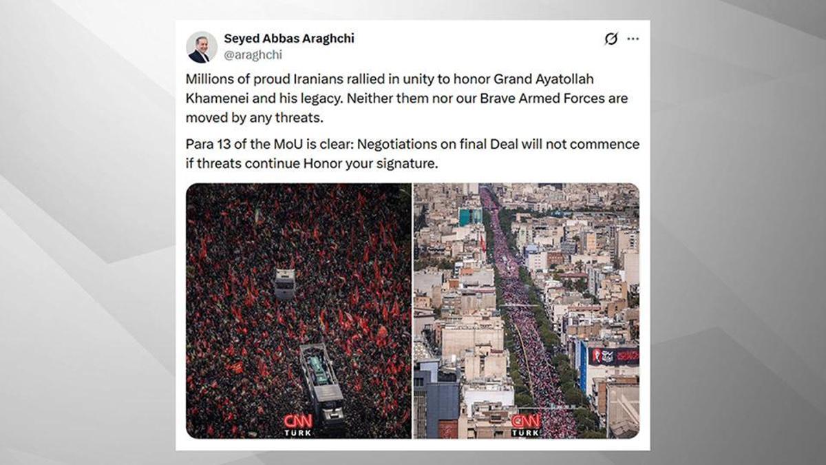 İran Dışişleri Bakanı Arakçi'den CNN TÜRK logolu paylaşım haber görseli