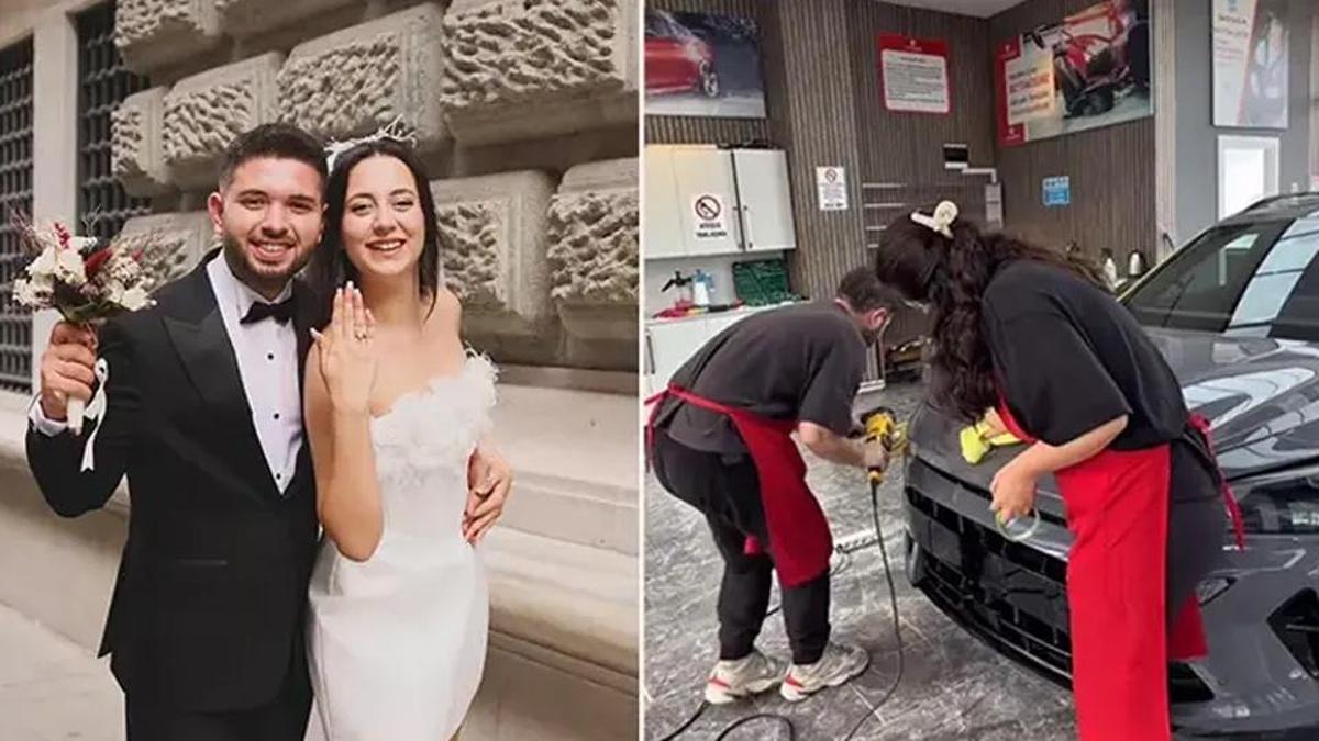 İremnur Balcı Üner, oto kuaförlük işinde çalışırken