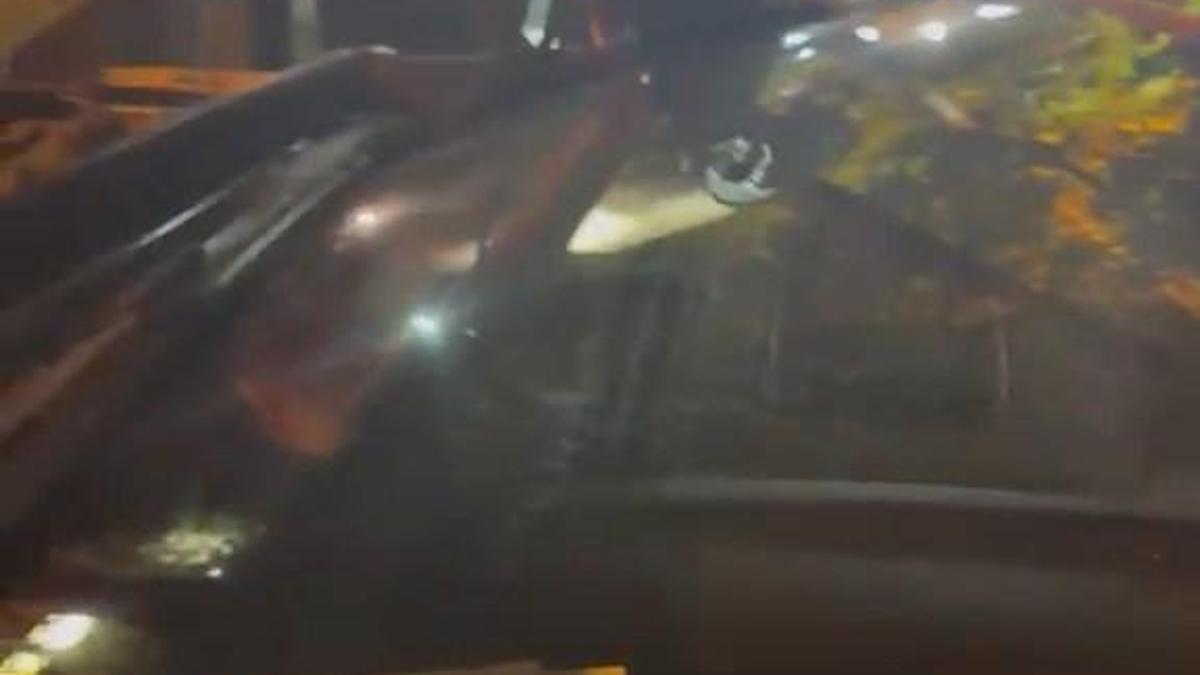 Trafik polisi aracına sıkışan kedi, çekiciyle kurtarıldı haber görseli