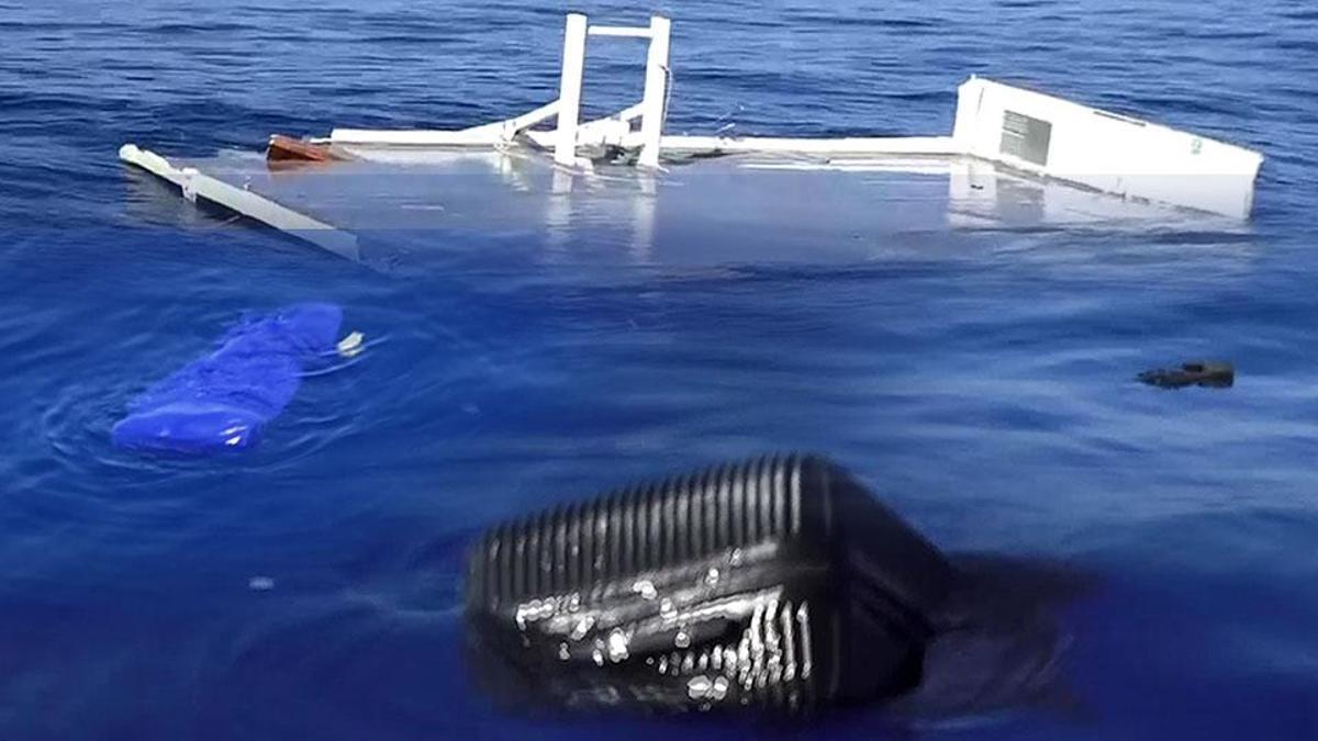 Bu görüntüler sadece CNN TÜRK'te: Girne'de batan gemideki yolcuların bavulları, ayakkabıları denizde yüzüyor