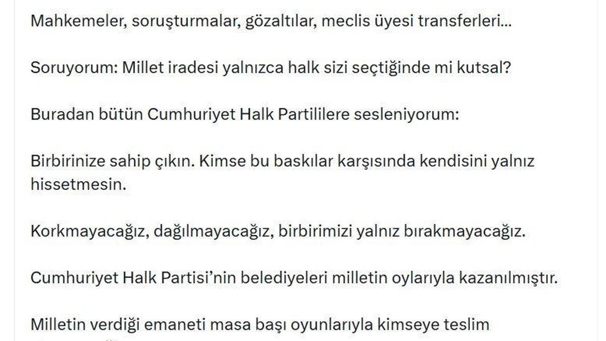 Kılıçdaroğlu: Milletin verdiği emaneti masa başı oyunlarıyla kimseye teslim etmeyeceğiz