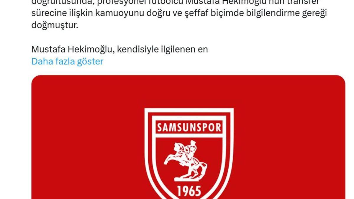 Samsunspordan iptal olan Mustafa Hekimoğlu açıklaması