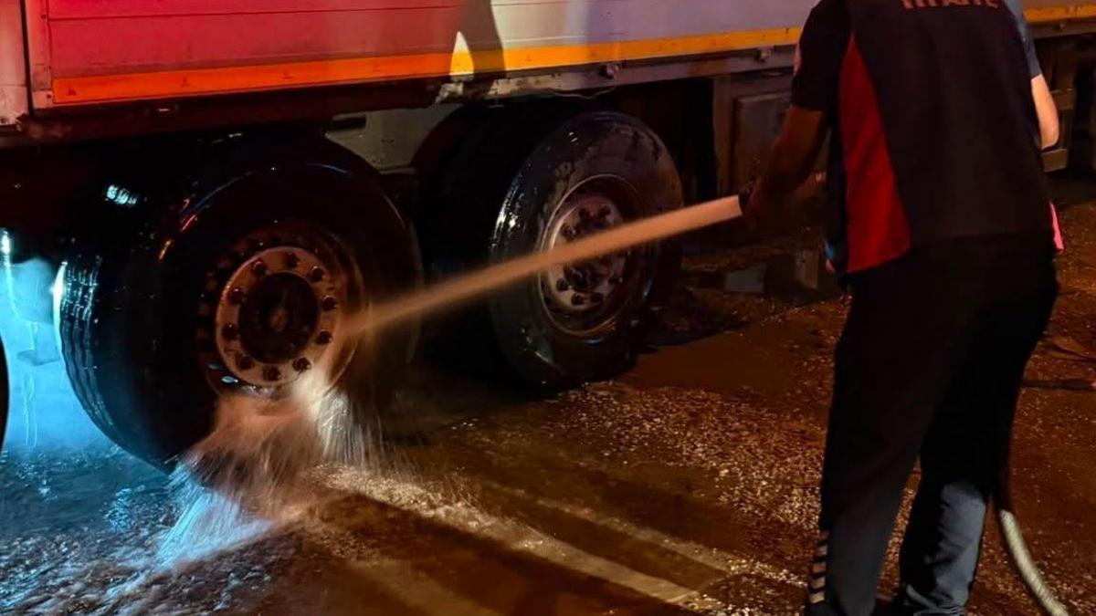TIR şoförünün dikkati, yangını önledi haber görseli