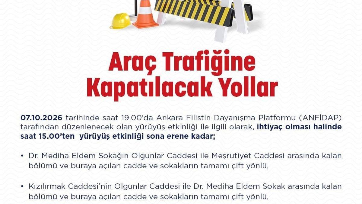 Ankara'da yarın bazı yollar araç trafiğine kapatılacak haber görseli