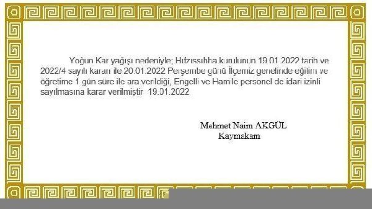 Bursanın Orhaneli ilçesinde eğitime kar engeli