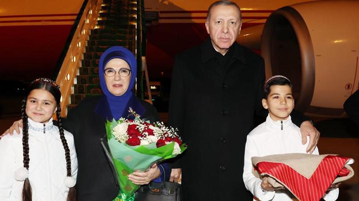 Cumhurbaşkanı Erdoğan Türkmenistana ulaştı Cumhurbaşkanı Erdoğan Türkmenistana ulaştı