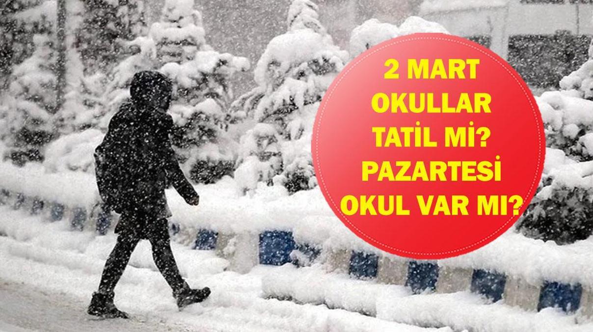 2 MART OKULLAR TATİL Mİ Pazartesi Yarın Okul Var Mı Valiliklerden Kar Tatili Açıklaması Geldi Mi Bayburt, Erzincan, Tunceli, Erzurum, Gümüşhane, Malatya, Kahramanmaraş...