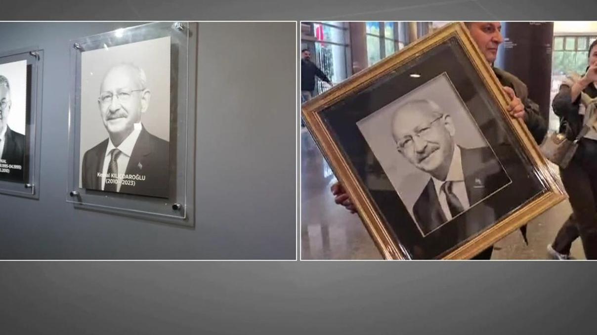 Kılıçdaroğlunun fotoğrafı yeniden CHP Genel Merkezine asıldı