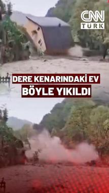 Sakarya'da Etkili Olan Sağanak Nedeniyle Dere Kenarındaki Ev Böyle Yıkıldı