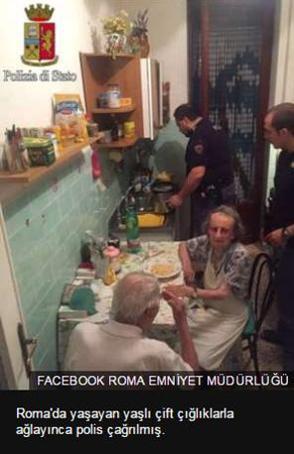 Yalnızlıktan ağlayan yaşlı çifte polis makarna yaptı