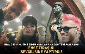 SAÇLARINI PEMBEYE BOYATMIŞTI! İnci Taneleri'nin Cihan'ı Kubilay Aka, ense tıraşını sevgilisi Hafsanur Sancaktutan'a yaptırdı