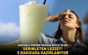 Kavurucu yaz sıcaklarında serinleten lezzet! Kavunlu frozen dediğin böyle olur! 5 dakikada hazırlanıyor!