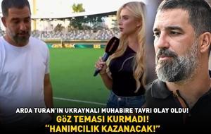 Arda Turan'ın Ukraynalı muhabirle göz teması kurmaması sosyal medyaya damga vurdu: 'HANIMCILIK KAZANACAK!'