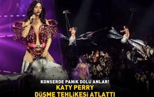 Konserde panik dolu anlar! Katy Perry düşme tehlikesi atlattı