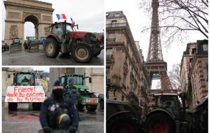 Paris'in sembolleri traktörlerle çevrili: Çiftçiler başkentte