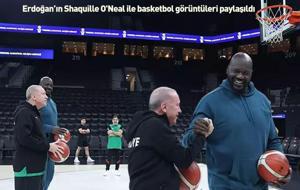 Renkli görüntüler... Cumhurbaşkanı Erdoğan'ın, Shaquille O'Neal ile basketbol görüntüleri paylaşıldı
