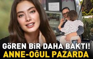 Yaprak Dökümü'nün Deniz'iydi! Neslihan Atagül ile minik oğlu Aziz’in 'pazar' keyfi!