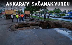 ANKARA'YI SEL ALDI | Yol çöktü, alt geçitler göle döndü!