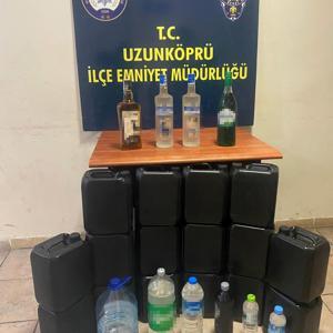 Edirne’de bir iş yerinde 64 litre etil alkol ele geçirildi
