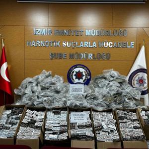 İzmirde 124 kilo esrar ile 350 bin adet sentetik ecza hap ele geçirildi