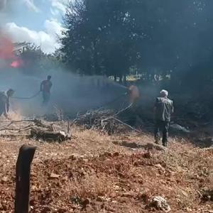 Elazığ’da ot yangını bahçeye sıçradı; ahır ve depo zarar gördü