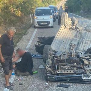 Gönende takla atan otomobilin sürücüsü yaralandı