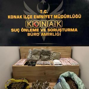 İzmirde torbacıların zula olarak kullandığı eve baskın; 2 tutuklama