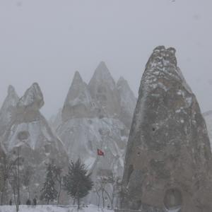 Kapadokya beyaz örtüyle kaplandı