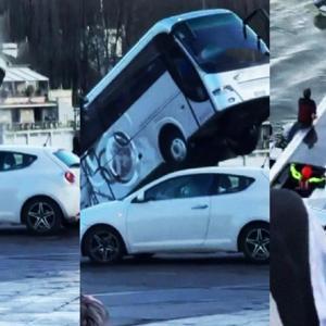Yolcu otobüsü nehre böyle düştü: Sürücü hayatını kaybetti