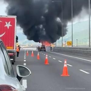 Bolu Dağında yolcu otobüsü yandı