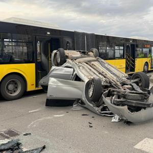 Kayseride özel halk otobüsü ile otomobil çarpıştı: 9 yaralı