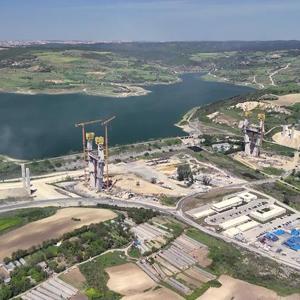 Kanal İstanbuldan son görüntü: Sazlıdere Köprüsünün ayakları 100 metreyi aştı