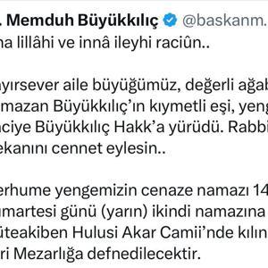 Başkan Büyükkılıç’ın acı günü