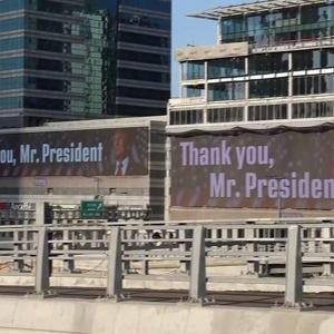 Tel Avivde dev pankart :TEŞEKKÜRLER TRUMP