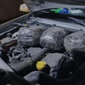 Otomobilin kaputunun altında 3 kilo skunk ele geçirildi