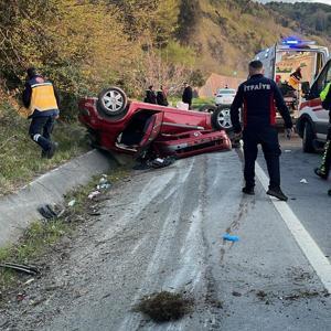 Ormancıları taşıyan otomobil takla attı: 3 yaralı