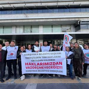 Karşıyaka Belediyesinde memur eylemleri akşam nöbeti ile devam ediyor