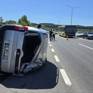 Takla atan otomobilin sünücüsü yaralandı