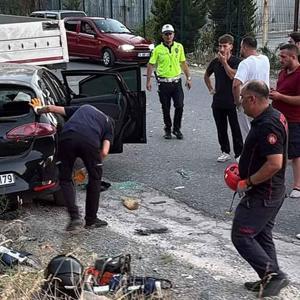 Yan yola düşüp, TIR’a çarpan otomobilin sürücüsü yaşamını yitirdi