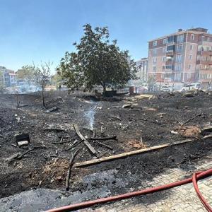 Ot yangınında alevler park halindeki araçlara sıçradı; 1 TIR yandı, 2 otomobil zarar gördü