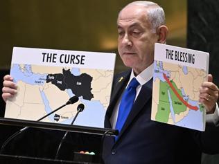 BMdeki utanç gününde bir skandal daha Netanyahu Batı Şeria ve Gazzeyi İsrail olarak gösteren harita kullandı