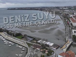 İstanbulda korkutan görüntü Deniz suyu 100 metre çekildi, sahilde adacıklar oluştu