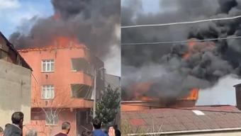 Avcılarda 4 katlı binanın çatı katı alevlere teslim oldu