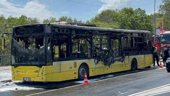 Sarıyerde korku dolu anlar İETT otobüsü küle döndü