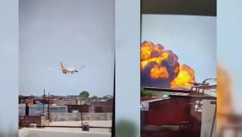 İşte Hindistandan ilk görüntüler: Uçak yerleşim yerine böyle düştü